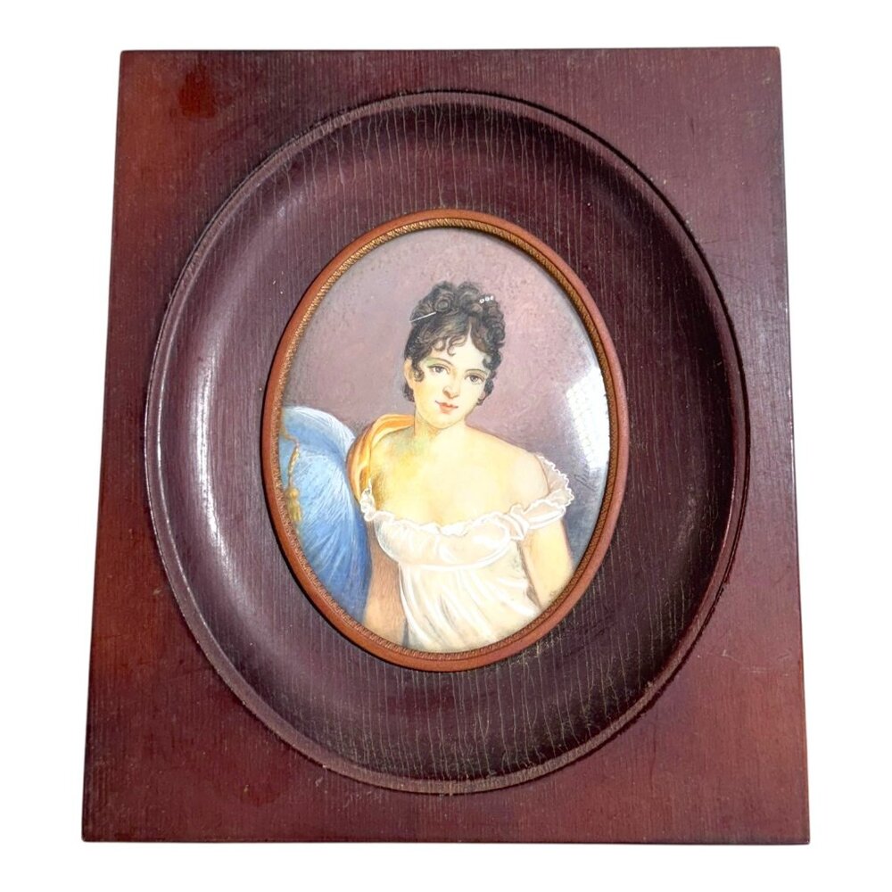 Miniature Portrait Famous Madame Recamier After François Gerard Germany Signed